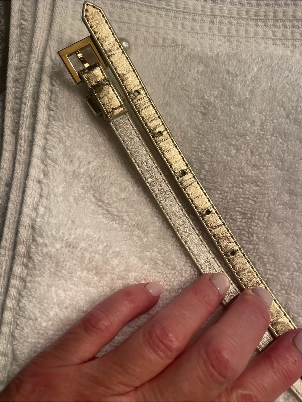 Lilly Pulitzer Gold Metallic Skinny Leather Belt